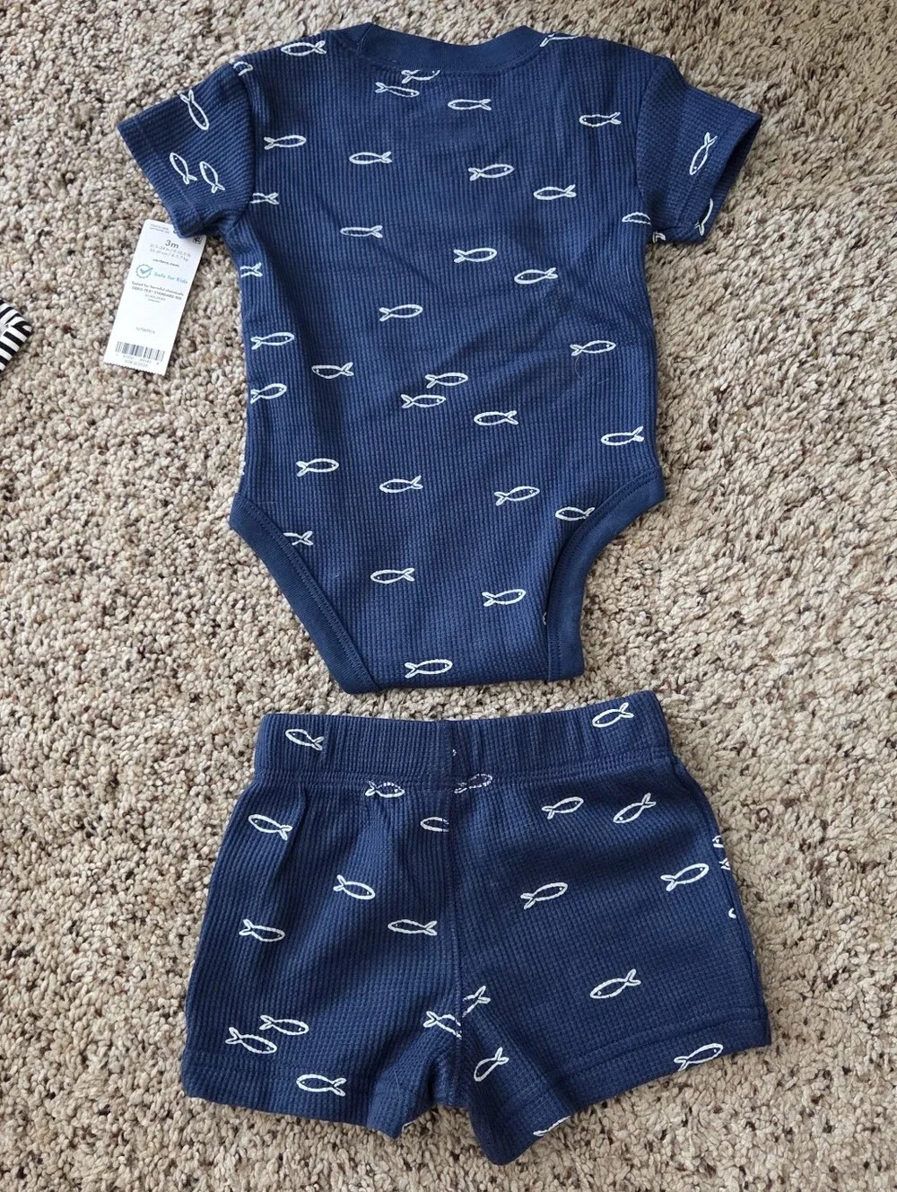 Carter's Baby Boy Fishing Waffle Knit Bodysuit and Short Set